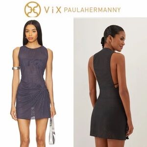 VIX Mila Short Cover Up Graffiti Mesh Dress Sz S NWT